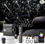 LED Fiber Optic Lights, 16W Meteor Twinkle, Bluetooth APP/Remote Control Star Ceiling Light Kit, 500pcs, 0.03+0.04+0.06in x 13.1ft, for Car/Home