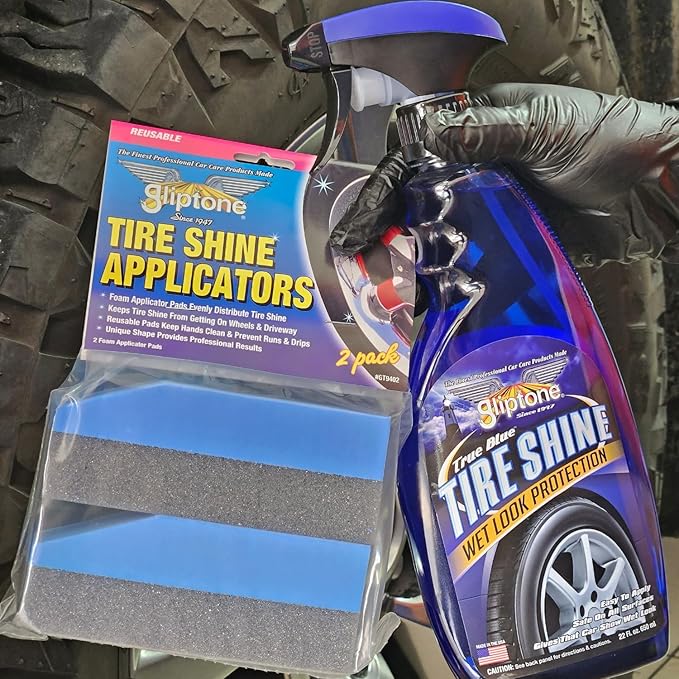 Gliptone Tire Shine Reusable Foam Applicator Pads 2 Pack | Curved Design for Streak-Free Application | Durable & Washable Tire Dressing Pads for Cars, Trucks, SUVs