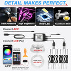 MICTUNING Car LED Interior Strip Light, 8 in 1 RGB Multicolor with 400 inches Fiber Optic Ambient Lighting Kits with Remote and APP Control, Car USB LED Strip Lights with Music Sync Mode