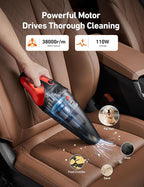 AstroAI V2 Mini Portable Cordless Handheld Car Vacuum Cleaner, 6000mAh & 12V DC, LED Light, Brush, Extended Nozzle, Hose, Portable Handheld Vacuum for Car, Home, Office & Pet Cleaning, Red