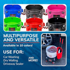 Grit Guard Bucket Dolly with Wheels - Rolling Detailing Wash Bucket with 5 Wheels and 2 Locking Casters Compatible with 2.5, 4, 5 and 6 Gallon Buckets (Red, 3" Grey Casters)