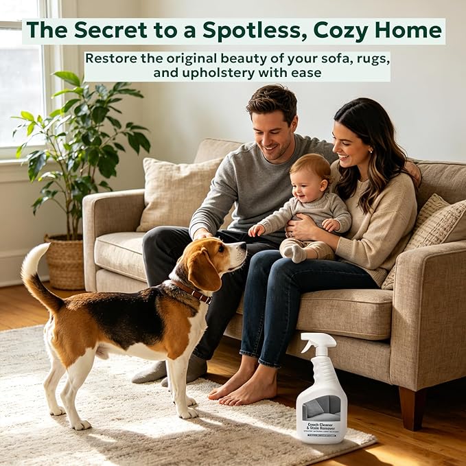 Couch Cleaner & Stain Remover Spray: Strength Multi-Surface Upholstery Cleaner - Pet-Safe Non-Toxic Quick-Drying for Fabric Sofas Carpet Furniture Couches & Car Interiors