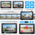 Fookoo Magnetic Solar Wireless Backup Camera System, Portable 7" DVR Monitor with BSD 1 Min Install HD 1080P Rear View Camera Night Vision Rechargeable for SUV Truck Pickup RV Camper Tractor DTC701