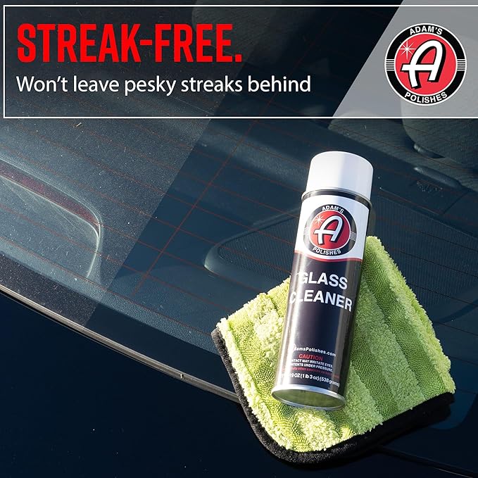 Adam's Polishes Microfiber Glass Cleaning Towel - Two Sided, Streak Free Glass Cleaning Towel - Soft Satin Stitched Edges 540 GSM (6 Pack)
