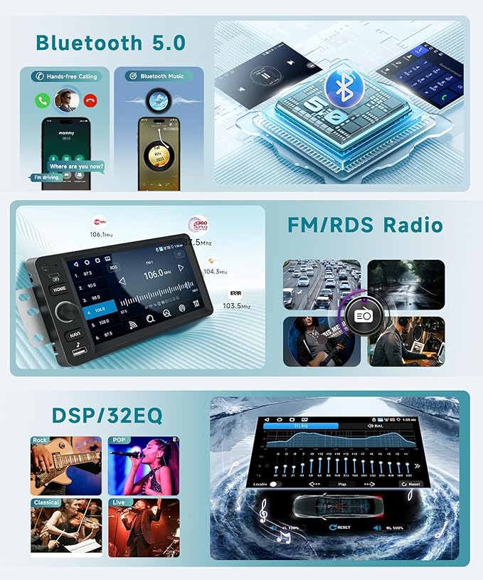 4 Core 4+64G Car Radio (Fit B.O.S.E) for 2003-2006 Chevy Silverado Impala Tahoe GMC Sierra Yukon Hummer H2, 7" HD Touchscreen Android Stereo with 5G WiFi Carplay Android Auto EQ FM SWC Backup Camera