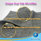 Blue Horizon Microfiber Cleaning Towels, Pack of 24, Ultra Soft Plush Washcloth, All Purpose Premium Microfiber Detailing Cleaning Cloths (16" x 16", Gray)