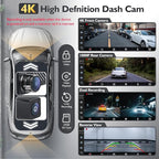 10.26" Portable Carplay Screen for Car, 4K HD Car Stereo Touch Screen with Apple CarPlay and Android Auto, 4K Dash Cam, 1080P Backup Camera, Mirror Link, Voice Control, Bluetooth, GPS, AUX/FM
