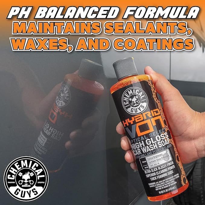 Chemical Guys TORQ Foam Blaster Wash & Wax Kit with Hybrid V7 Car Wash Soap and Hybrid V7 High Gloss Liquid Car Wax (3 Items, 32 Fl oz)