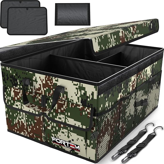 FORTEM Trunk Organizer For SUV Car Trunk Organizer, Foldable Storage, Car Accessories for Women Men, Collapsible Bag, Perfect Christmas Gifts, 600D Oxford, Non Slip Bottom, Straps, Soft Cover (50L)