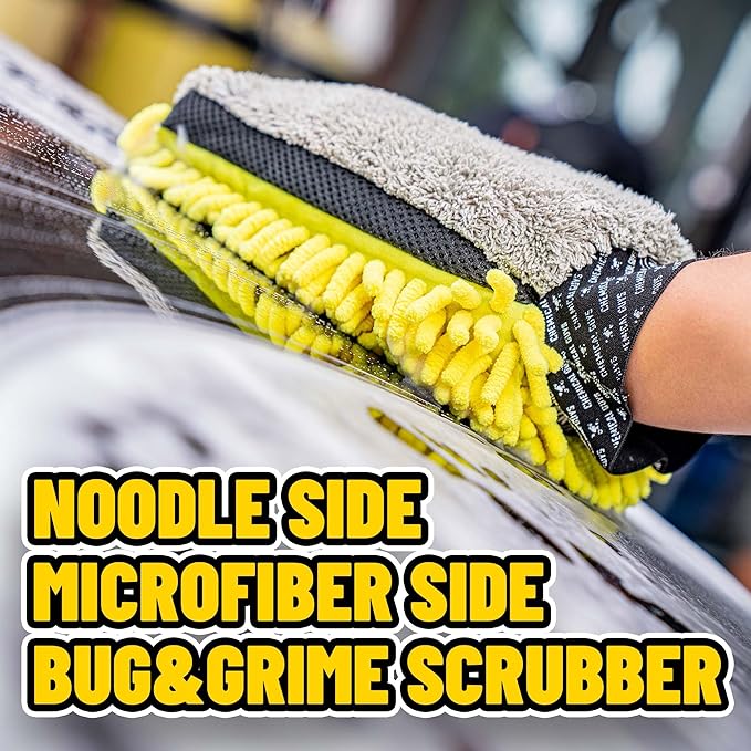 Chemical Guys Three-Way Premium Microfiber Wash Mitt 2 Pack – Ultra Plush Scratch-Free Wash Mitts for Cars, Trucks, Motorcycles & RVs – Safe for Paint, Chrome & Glass