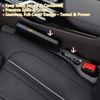 Car Seat Gap Filler Organizer of 2 - No Drop Seat Guard, Universal Car Seat Gap Filler, Durable Non-Slip Material, Easy 10-Second Install for Cars, Trucks & SUV (Black)