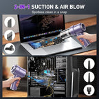 KMM Handheld Car Vacuum Cleaner, 11000PA Vacuum Cleaner & Air Duster, 120W High Power Vacuum Portable Cordless, Hand Held Vacuum Rechargeable with Multi-Nozzles & LED Light for Home, Car, Office