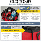 5-Section Trunk Organizer with Cooler – Extra Large Modular Car Storage System with Insulated Compartment, Foldable Multi-Module Cargo Organizer for Groceries & Travel – Red