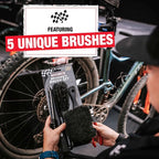 Finish Line Easy-Pro 5 Piece Mechanic’s Bicycle Cleaning Brush Set – Professional-Grade Kit with Chain Keeper, Durable Multi-Surface Brushes