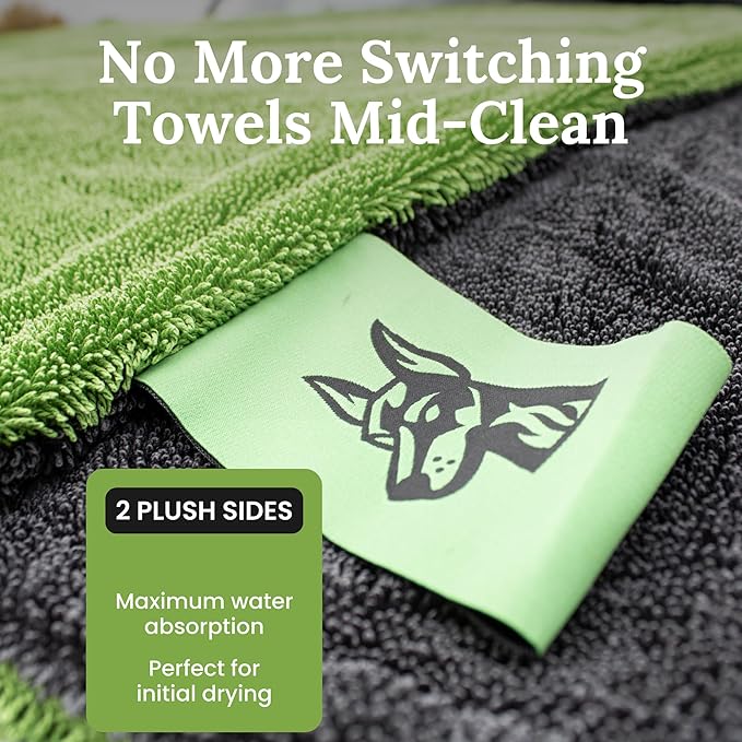 24" x 45" Extra Large Microfiber Towels for Car Drying Towel – 1200 GSM Twisted Loop Cloth, Ultra Absorbent, Streak-Free, Lint-Free, Scratch-Free, Edgeless Quick Drying Towel