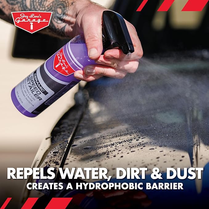 Jay Leno’s Garage Ceramic Speed Detailer Spray Quick Car Detailer for Cars Trucks Motorcycles and Watercraft Enhances Gloss Slickness Hydrophobic Protection Boosts Ceramic Coatings (16 OZ (Pack of 2))