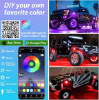 4 Pods RGB LED Rock Lights, Underglow Multicolor Neon Light Kit, Wheel Well Light with APP Control & Music Mode, Under Glow Lights for Trucks,Jeep,SUV,Golf Cart,ATV,Pickup Off Road,12V