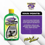 Wizards Select - Super Concentrate Max Snow Foam Car Wash Soap - Ultra Cling Suds Car Wash Shampoo With Thick Foam - Soap For Car Washing and Detailing - 16 oz