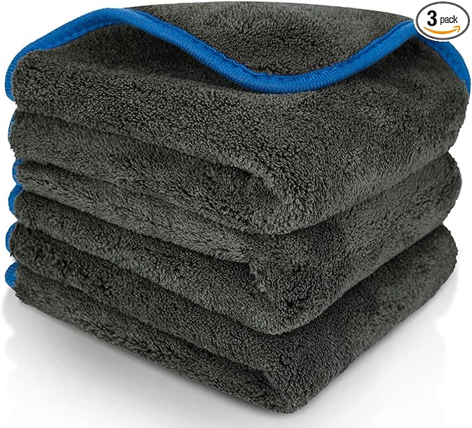 BMLEI Microfiber Car Cleaning Cloths,1200 GSM Ultra Thick Microfiber Towels for Cars, Soft Car Drying Towel for Washing, Polishing and Auto Detailing 16'' x 16'' (3 Pack)
