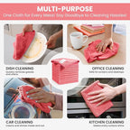 SIFANGKE Microfiber Cleaning Cloth, 12 Pack Pink Cleaning Rags for Housekeeping, Reusable Microfiber Towels for Car, Kitchen, Bathroom and Household Cleaning Supplies, 11.8"X11.8"