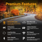 RexingUSA V1-4K Ultra HD GPS Dash Cam 2.4” LCD, Wi-Fi, 170° Wide Angle, G-Sensor, WDR, Loop Recording, Supercapacitor, Mobile App, CPL Filter, Supports 256GB