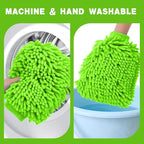12 Pcs Car Wash Mitts, Scratch-Free Microfiber Chenille Glove Mitts for Auto Detailing, Lint-Free and Highly Absorbent, Double-Sided Plush Mitts in Green Blue Gray, 10.2 x 7.5 Inch