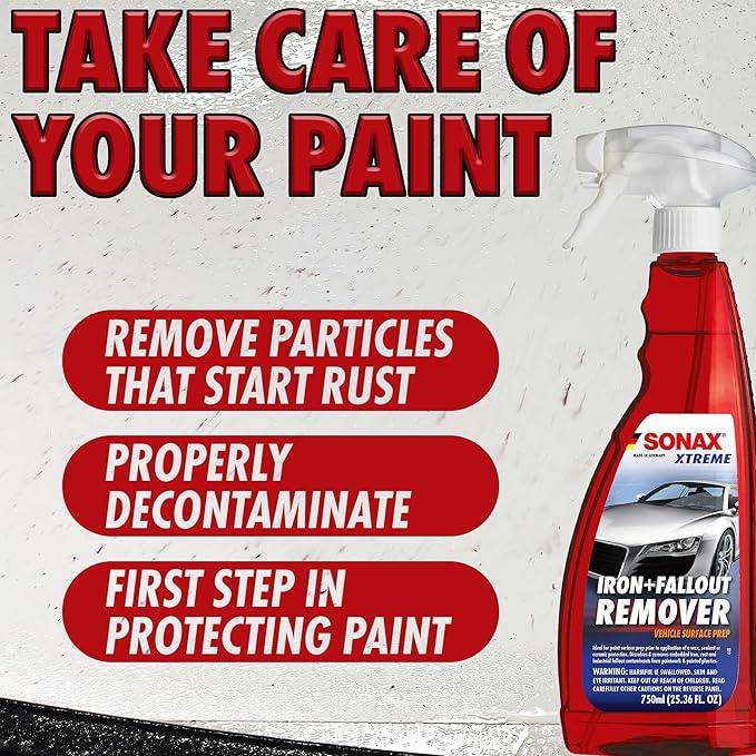 SONAX Iron+Fallout Remover | High-Performance Decontamination Spray for Paint & Wheels | Dissolves Stubborn Iron Deposits, Industrial Fallout, & Lime Stains | Easy Application | 513505 | 5L