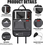 2 Pcs Backseat Car Organizers with Table Tray, 6 Storage Pockets Car Organizer with Tablet Holder, Kick Mats Protectors for Kids Travel Accessories Black, Unisex(Classic,Grey)