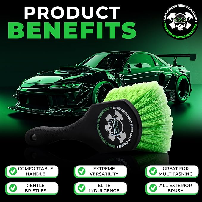 Dirty Deeds Wheel & Exterior Car Cleaning Brush | Soft Bristle Scrubber | Safe for Paint, Trim & Rims | Ergonomic Comfort Grip for Precise Detailing | Deep Cleaning | Scratch Free