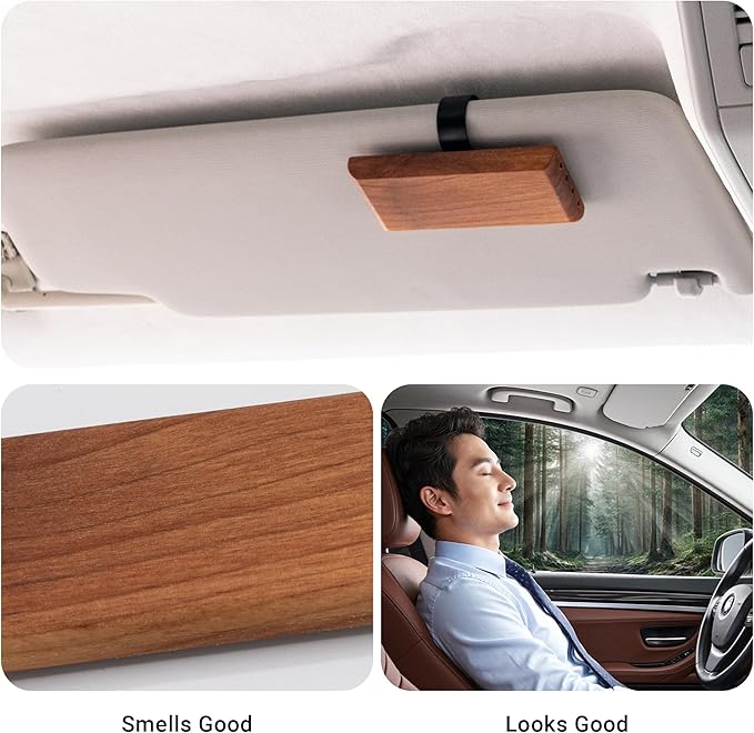 Yuoyar Wood Car Scents Air Freshener Visor Clips Diffuser Odors Eliminator (Peppermint-scented)