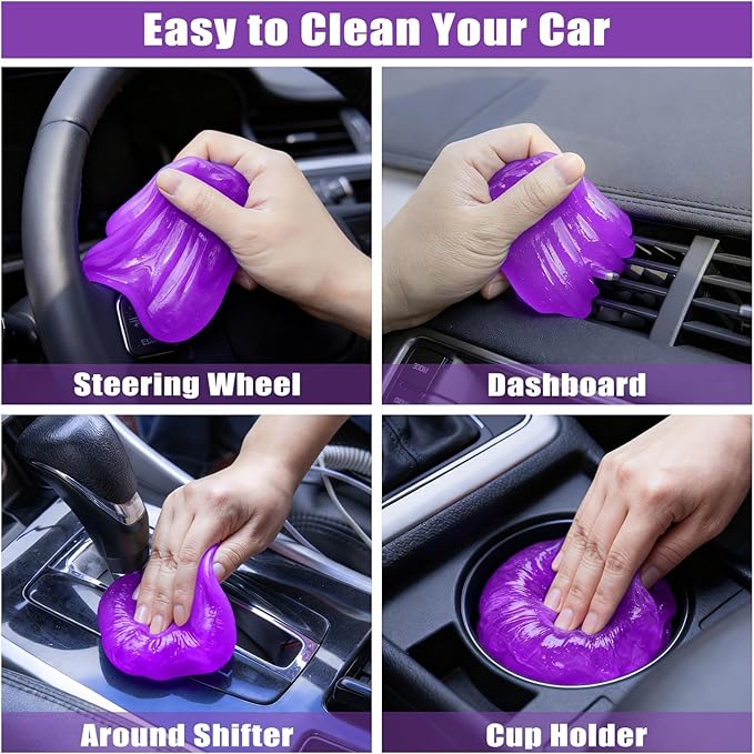 AUTODECO Windshield Cleaner Tool, 17Pcs Car Interior Detailing Kit, Detailing Brush, Towels, Duster, Car Cleaning Kit Interior for RVs, Truck, Trailer (Purple)