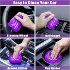 AUTODECO Windshield Cleaner Tool, 17Pcs Car Interior Detailing Kit, Detailing Brush, Towels, Duster, Car Cleaning Kit Interior for RVs, Truck, Trailer (Purple)