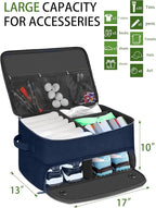 CAMPLAND 2 Layer Golf Trunk Organizer, Waterproof Car Locker for 2 Pair Shoes, Durable Storage for Balls, Tees, Clothes, Gloves, Accessories, Golf Gifts, Blue