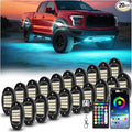20 Pods RGBW LED Rock Lights for Trucks Offroad Pickup Trailer Sedan SUV Cars, Waterproof Multicolor Neon Underglow Kit with Bluetooth APP/RF Remote, Vehicle Accent Underbody Light Underneath 12V