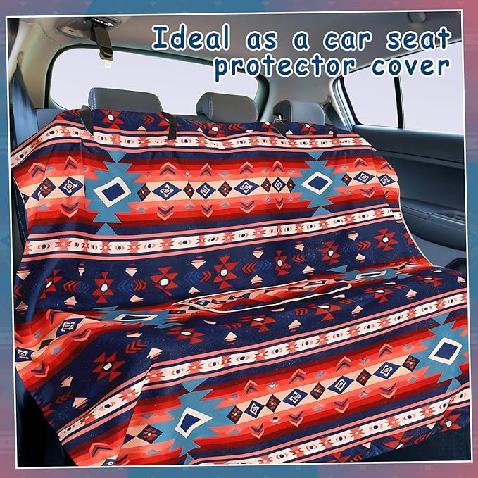 Lonfliness Car Seat Cover Towel Non Slip Back Seat Car Seat Towel Performance Microfiber Athletic Running Towel Washable Seat Cover for Gym Workout Sweat Outdoor Sport Beach Hiking Yoga (Aztec)