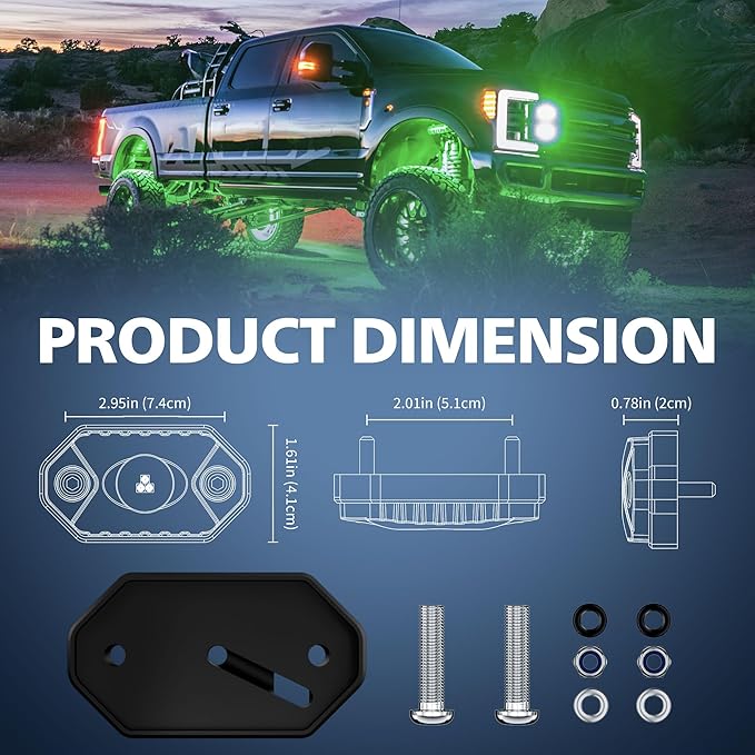 4WDKING Red LED Rock Lights, 4 Pods IP68 Waterproof Underbody Glow Trail Rig Lamp LED Neon Lights for Truck Off Road Truck Car Boat ATV SUV Motorcycle