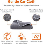 Amazon Basics Super Absorbent Microfiber Car Drying Towel, Streak-Free, Non-Abrasive, 36"L x 25"W, Gray