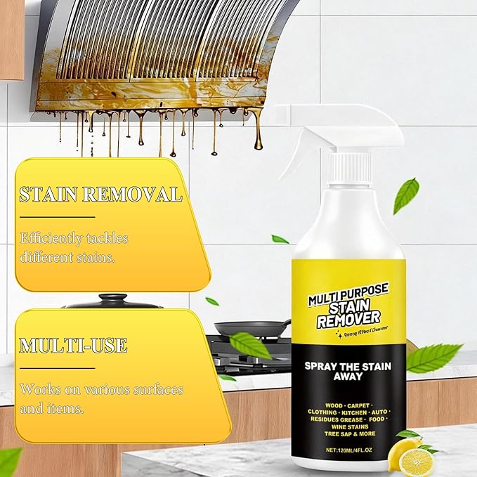 2Pcs Multi-Purpose Stain Remover, All Purpose Cleaner Spray, Powerful Cleaner Kitchen Multi-purpose Foam Cleaner Spray for Kitchens, Floors, Toilets and Cars (120ML)