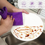 Microfiber Cleaning Cloths-12 Pack,Microfiber Towels for Cars & Kitchen,Highly Absorbent Cleaning Towel,Lint Free Streak Free Rags for House,Window,Purple,Green,Blue(16"x16")