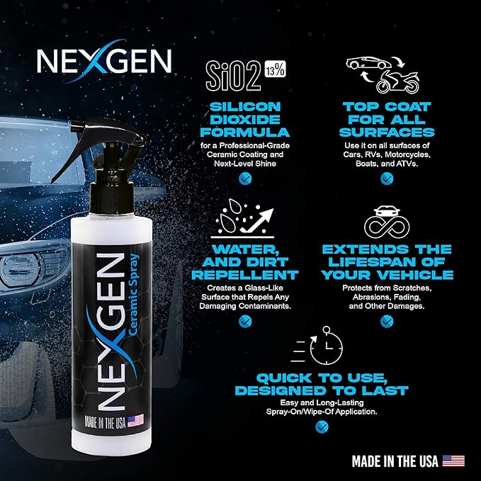 Nexgen Premium Quality Waterless Car wash & Ceramic Spray - Complete Pack for Car wash and Ceramic Coating to Get Unbelievable Shine (8oz)