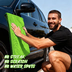 PUGPIU Microfiber Car Drying Towel Extra Large Super Absorbent 48"X24", 1400 GSM Flash Detail Car Wash Drying Towel Edgeless with Two Sided Soft Twisted-Loop, No Water Spots Streaks for Cars (Green)