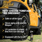 toretark Ceramic Tire Shine Spray — High-Gloss Wet Look Tire Coating with Ultra-Dense Nylon Brush Applicator, UV Protection, Long-Lasting Shine for Car Truck RV Motorcycle16 Fl Oz (2 Pack)
