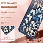 for Samsung Galaxy A14 5G Phone Case - Compatible with MagSafe Women Girls Cute Magnetic Protective Cover Girly Blue Butterfly Heavy Duty Shockproof Design for Samsung Galaxy A14 5G Cases