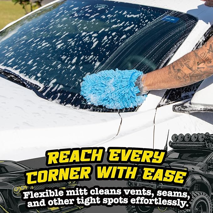 Salty Captain Microfibre Mitt & Towel Set – Ultra-Soft Wash Mitt for Scratch-Free Cleaning – XL Car Drying Towel for Streak-Free Shine – Interior & Exterior Car Detailing Kit