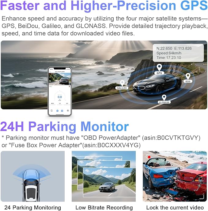 Front 4K HDR Dash Cam STARVIS 2 IMX678, Custom Fit for Toyota Corolla & Hybrid 2020-2022, Corolla Hatchback 2019-2022 Gen12 E210 (Model B), 5GHz WiFi, GPS, 64GB Card