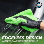 The Rag Company - Creature Edgeless Auto Detailing Towels (10-Pack) Professional 70/30 Blend, Dual-Pile Plush Microfiber, Buffing & Polishing, 420gsm, 16in x 16in, Lime Green