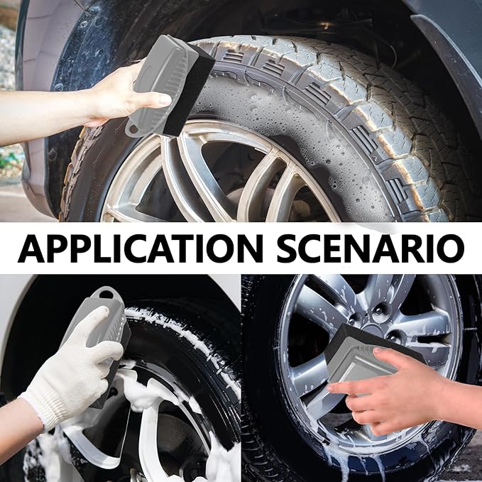 2PCS Tire Dressing Applicator, Car Tire Applicator Dressing Shine Sponge, Reusable Tire Dressing Applicator Pads with Lid, Wheel Applicator Foam for Car Detailing Cleaning (Gray)