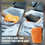 1300GSM Microfiber Car Cleaning Kit 4 Pack, 2 Chenille Wash Mitts & 2 Drying Towels (90cm×60cm & 60cm×40cm), Scratch-Free Lint-Free for Car RV Truck