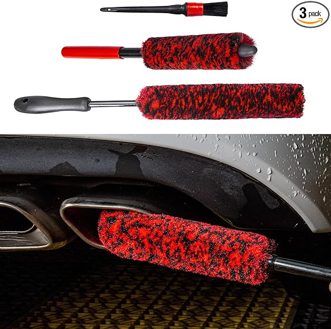 Metal Free Soft Wheel Cleaner Brush, Synthetic Wool Car Cleaning Brush, Highly Water Absorption, Dense and Durable Tire Brush for Cleaning Wheels, Rims, Spokes, Fenders, Engines…