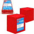 Blue Horizon Microfiber Cleaning Towels, Pack of 24, Ultra Soft Plush Washcloth, All Purpose Premium Microfiber Detailing Cleaning Cloths Reusable Shop Towels (16" x 16", Red)